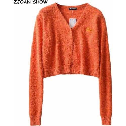 2019 Autumn Stylish Knitting Single Breasted Cardigan Shaggy Sweater Woman V-neck Long Sleeve Jumper kleding jerseis 8 Colors