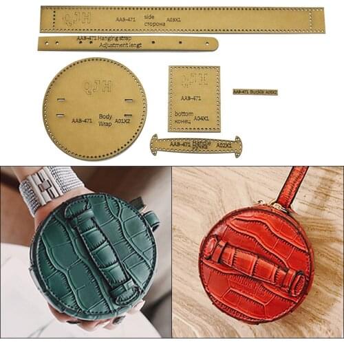 1Set DIY Kraft Paper Template Fashion Round Clutch Coin Purse Mini Storage Bag Leather Craft Pattern DIY Stencil Sewing Pattern