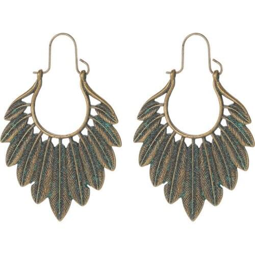 1 Pair Bohemian Ethnic Bronze Green Leaf Tassel Drop Earrings Women Handmade Statement Gypsy Jewelry Earring Femmes Pendientes