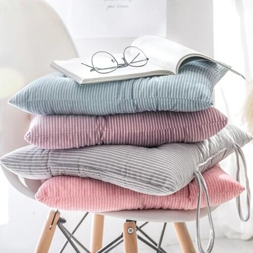1pc 35*35cm Plush Chair Cushion Dining table Chair cushion Autumn and Winter Stripes Thickening Chair Cushion