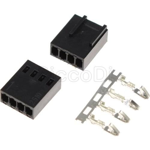 10/20/50 Set KF2510 Kits Connector2.54mm Pitch 4Pin Housing+Terminals Black Color Connector