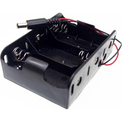 2pcs/lot 3 Pack D Size Battery Case Holder 3 x 1.5V Battery Storage Box with 5.5*2.1mm DC Plug