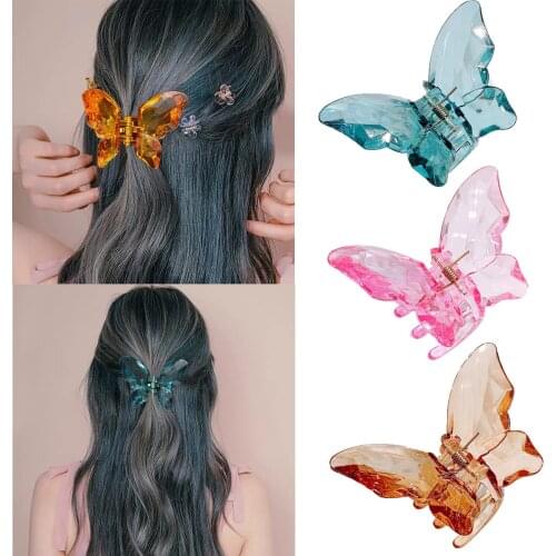 2020 New Women Girls Geometric Hair Claw Clamps Hair Crab Shape Hair Clip Styling Hair Transparent Butterfly Accessories