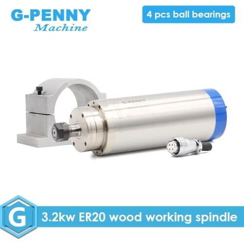 3.2kw water cooled spindle motor 4pcs ceramic ball bearings 3.2kw wood working spindle & 100mm spindle holder / brakcet