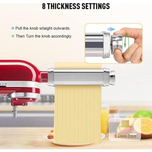 3pcs/Set Pasta Maker 304 Stainless Steel Noodle Press Kitchen Pasta Roller Attachment Replacement for KitchenAid Stand Mixer