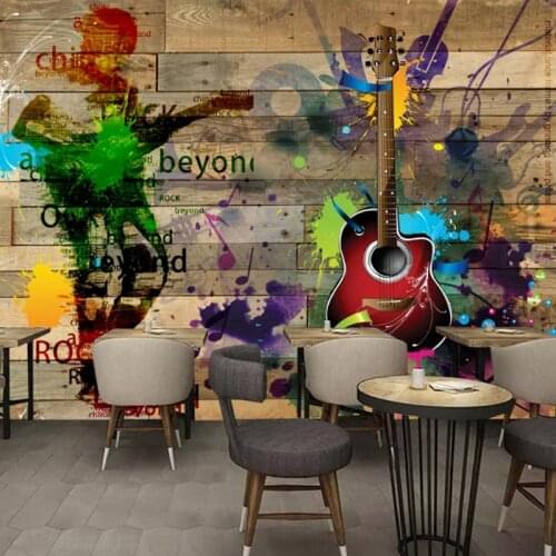 Colomac Custom Wallpaper Music 3D Photo Mural Rock Guita Wallpaper Living Room TV Backdrop Wall Home Decoration