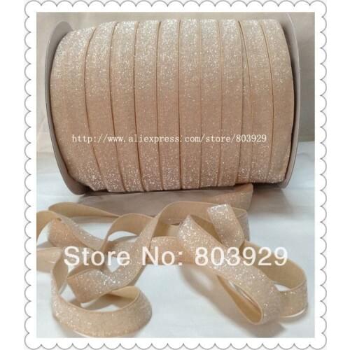 50yards/lot) Non - stretch 1.5" Frosted Tan Metallic Ribbon