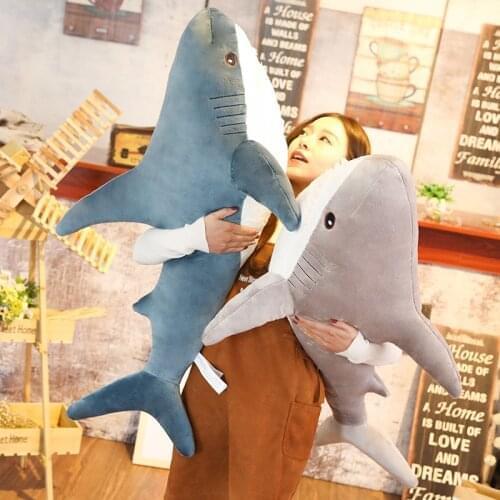 60/80/100/140cm Big Size Funny Soft Bite Shark Plush Toy Pillow Appease Cushion high quality birthday Xmas Gift For Children