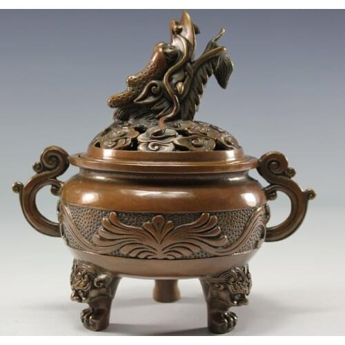 Pure copper antique with a sandalwood dish Xiangxiang Road, with the art of Decoration