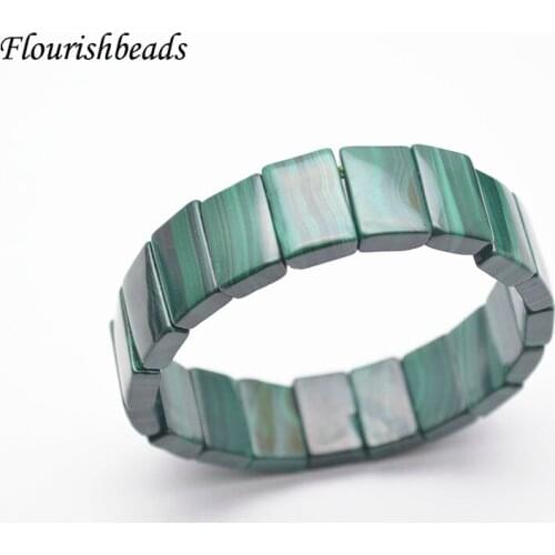 Good Quality Natural Malachite Rectangle Piece Beads Bracelet Elastic Line Bracelets Fine Jewelry