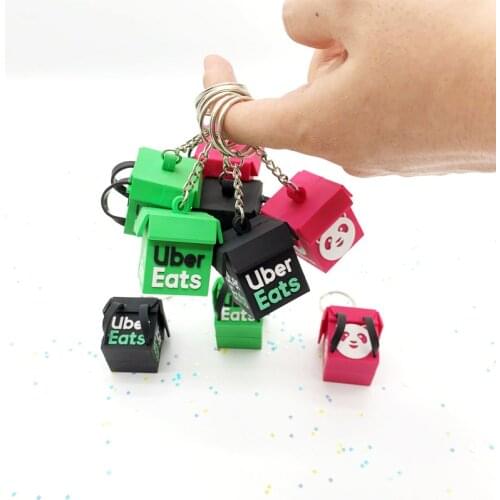 Uber Eats Keychains Cute Cartoon Panda Face Takeout Box Key Chains