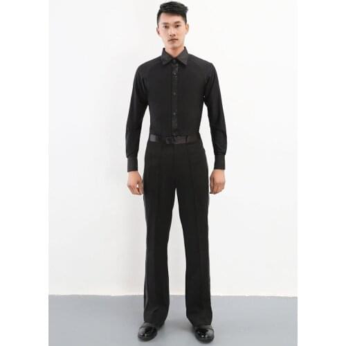 Professional Boys Modern Ballroom Salsa Tango Rumba Samba Cha Cha Latin Dance Pants Black Dance Trousers For Men ballroom dance