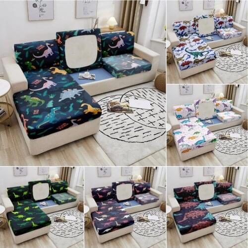 Cartoon Dinosaurs Elastic Sofa Seat Cushion Cover Removable Sofa Slipcover Solid Stretch Couch Seat Cushion Cover 1/2/3/4 Seater