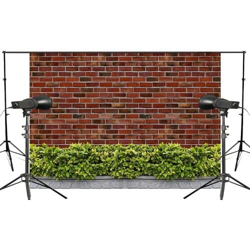 7x5ft Beautiful Red Brick Wall Green Lawn Photography Background Street Scene Backdrop Kids Wedding Photo Studio background