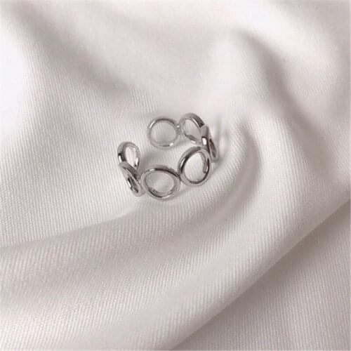 925 Sterling Silver Rings Adjustable Hollow Round Finger Ring For Women Wedding Jewelry Bijoux Femme JZ406