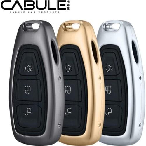 1 Set Luxury Aluminum Alloy Key Shell + Key Chain Protective Case Skin For FORD Mondeo EDGE EcoBoost Explorer Mustang MKC MKS