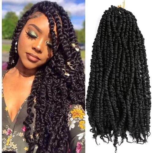 Free Shipping 18" Pre Looped Spring Twist Crochet Braids Passion Twist Hair Bulk HighTemperature Synthetic Hair Extension