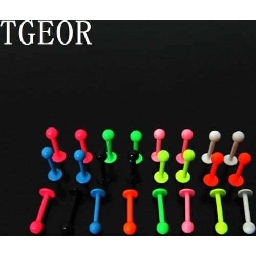 Hot new arrive wholesale 1.2*8*3mm labret piercing 100pcs surgical Stainless Steel neon colors labret lip ring