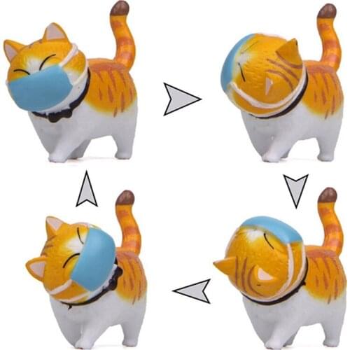 Cute Fat Cat Face Drawing Wearing a Mask Funny Figure Ornament Landscape Decor Mini Camera Home Decor