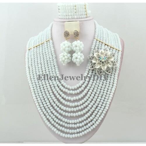 Fashionable African style Crystal beaded necklace women Jewelry Set African nigerian Wedding bridal beads Jewelry Set W11813