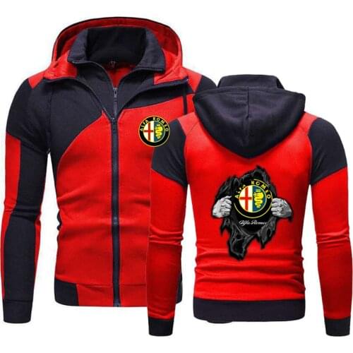 2021 Spring Autumn Alfa Romeo Logo Men Sweatshirt Zipper Hoody Fleece Cotton Zipper Hoodies Harajuku Male Clothing Coats