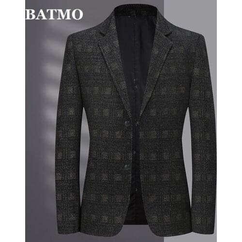 BATMO 2021 new arrival autumn high quality plaid blazer men,male jackets,plus-size M-XXXL 2137