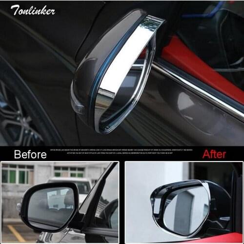Tonlinker Cover stickers For Mitsubishi Outlander 2016-18 Car Styling 2PCS ABS Chrome Rearview mirror rain eyebrow cover sticker
