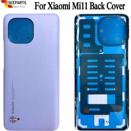 Original NEW For Xiaomi Mi 11 Back Battery Glass Cover Rear Door Housing Case For Xiaomi Mi 11 Battery Cover With Adhesive Glue