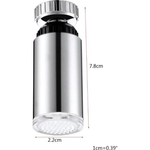 360 Degree Rotary Water Faucet Colorful Changing LED Light Shower Head Kitchen Tap Faucet Light Temperature Sensor for