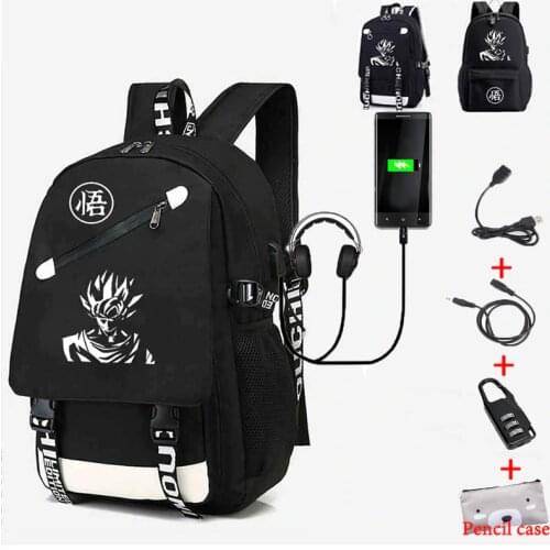 Students School Backpacks Luminous USB Charging Goku Black Bags For Teenagers Travel Large Capacity Multifunction Backpacks
