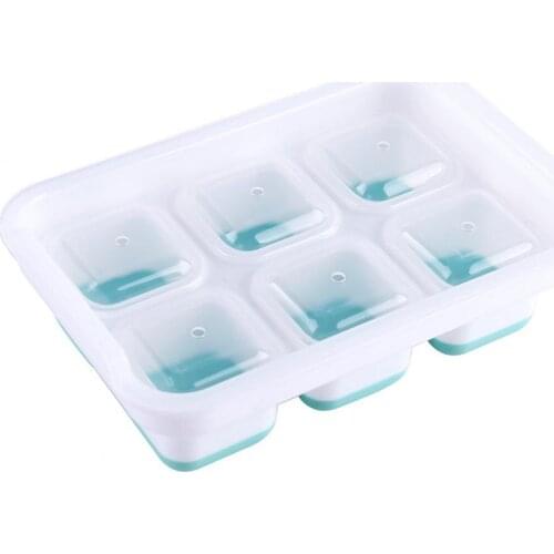 Ice Cubes Tray 6 Grids Silicone Fruit Ice Maker DIY Creative Small Ice Cream Mold Square Shape Kitchen Accessories