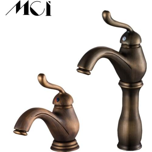 Bathroom Sink Faucet Antique Bronze Basin Faucet Water Tap Single Handle Cold and Hot Water Tap Mci