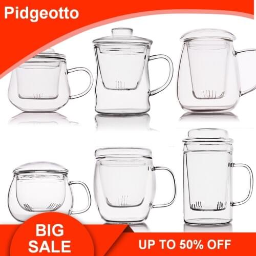 High-borosilicate Heat-resistant Glass Flower Cup With Lid Simple Office Bubble Tea Cup Whit Tea Strainer Free Shipping