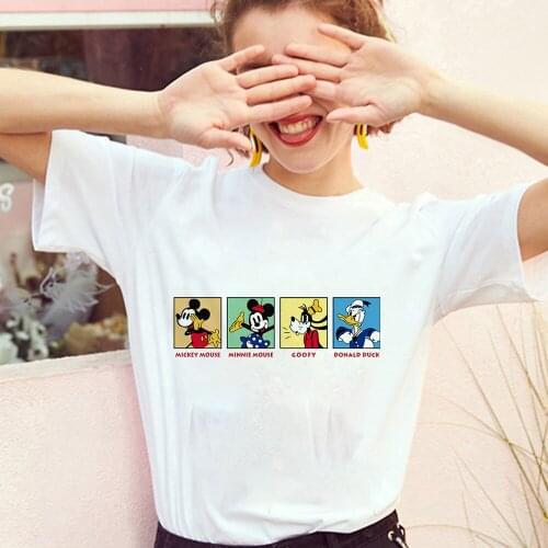 New Fashion Disney Women Tshirt Harajuku Y2K Mickey Mouse Print Short Sleeve T shirt Camisetas De Mujer Dropship Tee Tops