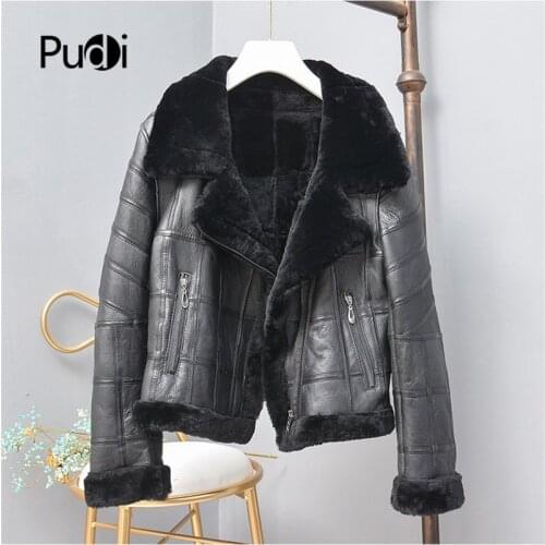 Women winter Real sheep fur coat motorcycle jacket overcoat lady female Leisure real sheep leather coats outwear TX307704