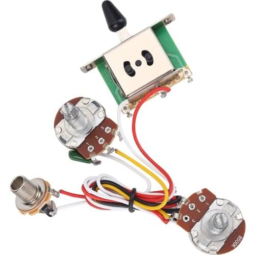 Electric Guitar Wiring Harness Pre-wired Kit 3 Way Toggle Switch 500K Pots 1T1V