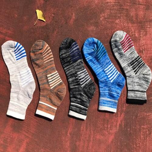 20Pairs/Lot Men Terry Cotton Socks Outdoor Thick Sport Mountain Fashion Wholesale Autumn Winter Striped Crew