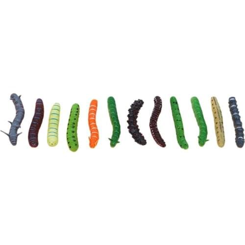 Mini Funny Colorful 12pcs Novel Creativity 7cm Simulation Caterpillar Plastic Simulation Terrorist Scary Animal Toys