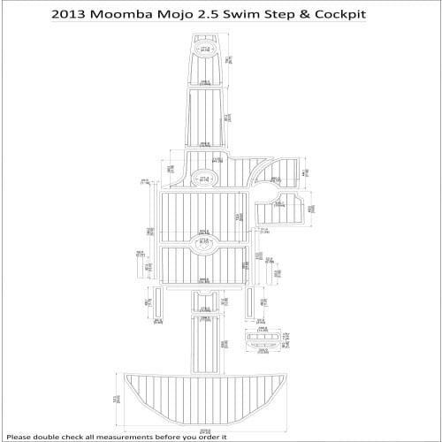 2013 Moomba Mojo 2.5 Swim Step & Cockpit Pad Boat EVA Teak Decking 1/4" 6mm