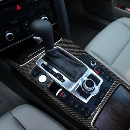 3pcs Real Carbon Fiber Car Gear Position And Low Configuration Side Panel Cover Trim for Audi A6 2005-2011 Models Accessories