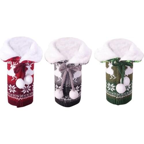 3 Pcs Christmas Elk Sweater Wine Bottle Cover, Reusable Wine Bottle Cover for Holiday Party Xmas Table Home Decoration
