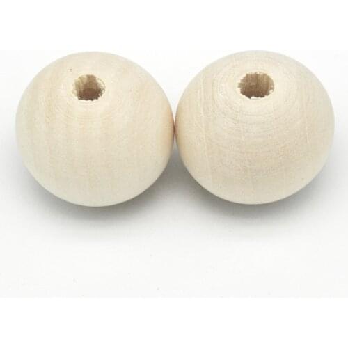 40mm Large Round Ball 10PCS Unfinished Natural Wood Beads DIY Crafts Wooden Beads Jewelry Making For Baby Smooth Teething