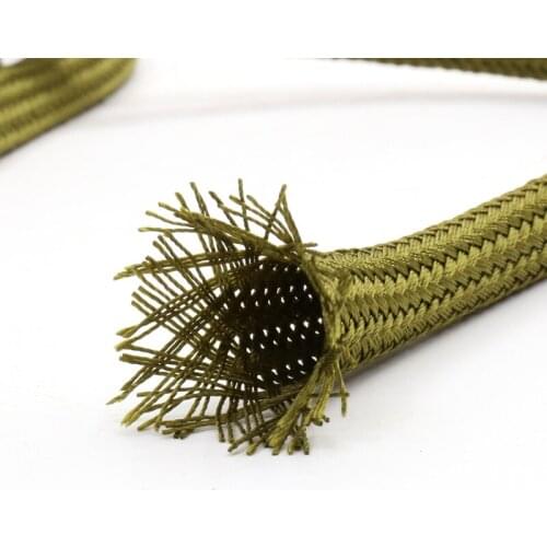 5M soft cotton Nylon Sleeve Wire Cable Braided Sleeving Protecting Expandable Cable Sleeve High Density Cable Sleeves army green