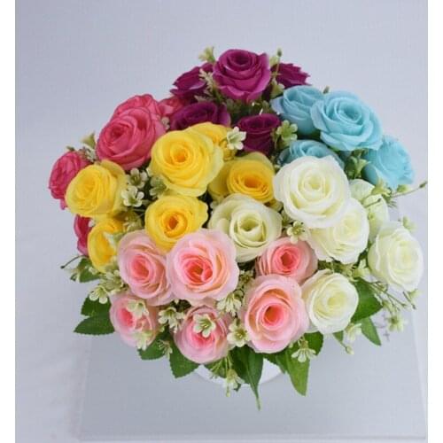 6 Heads Romantic Rose Artificial Flower DIY Silk Holding Flower for Party Home Wedding Decoration Valentines Day Creative Gift