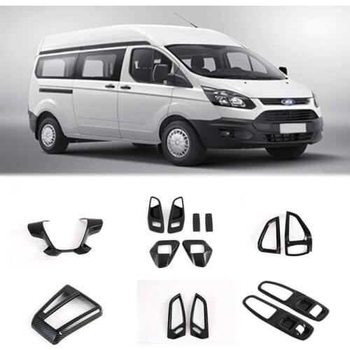 For Ford Transit 2017 & Ford Tourneo Custom 2016 Car Interior ABS Decoration Trim Carbon fiber Drawing Accessories