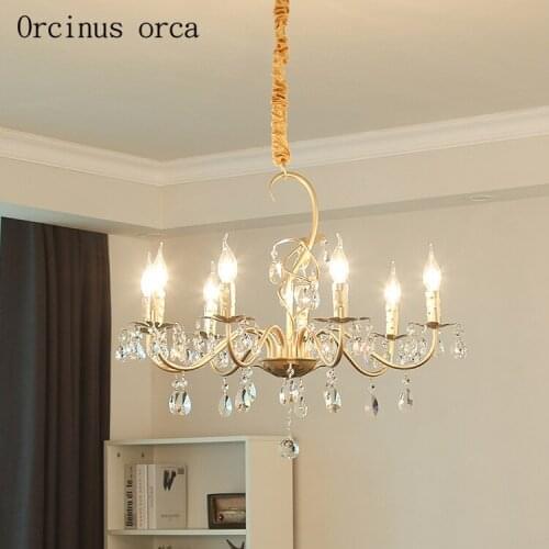 American countryside creative gold crystal chandelier living room restaurant French luxury LED branch crystal pendant lamp