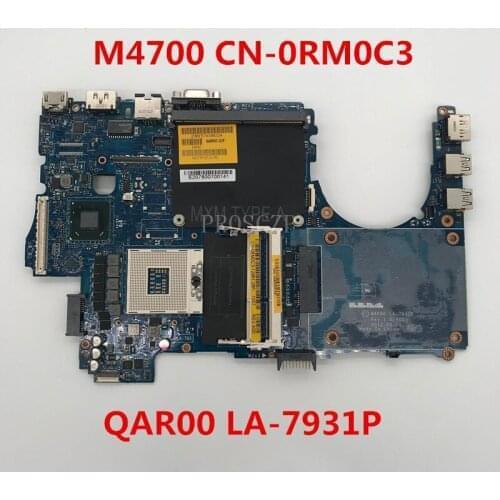 Free shipping For M4700 Laptop motherboard CN-0RM0C3 0RM0C3 RM0C3 QAR00 LA-7931P working well