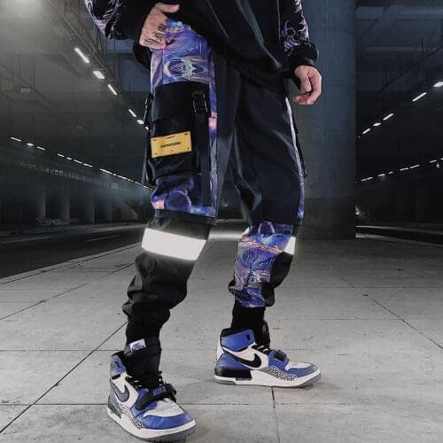 Men Hip Hop Black Cargo Pants joggers Sweatpants Overalls Men Ribbons Streetwear Harem Pants 2020 New Fashions Trousers