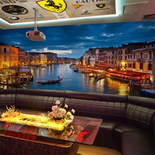 Photo wallpaper beauty city night scene 3D wallpaper European style personalized building bar TV sofa office wallpaper mural