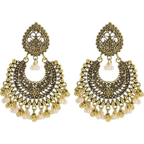 Indian Palace Drop Dangle Earrings for Women Bohemian Vintage Pearl Tassel Statement Earring Afghan Egypt Gypsy Jewelry Gift
